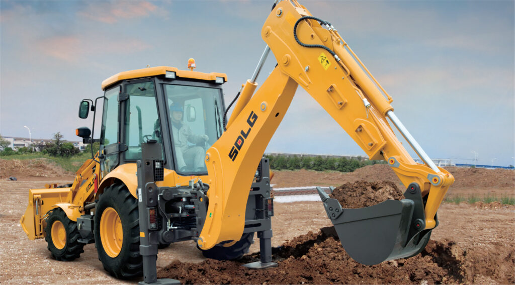 sdlg-backhoe-loader-b877f working using ucket